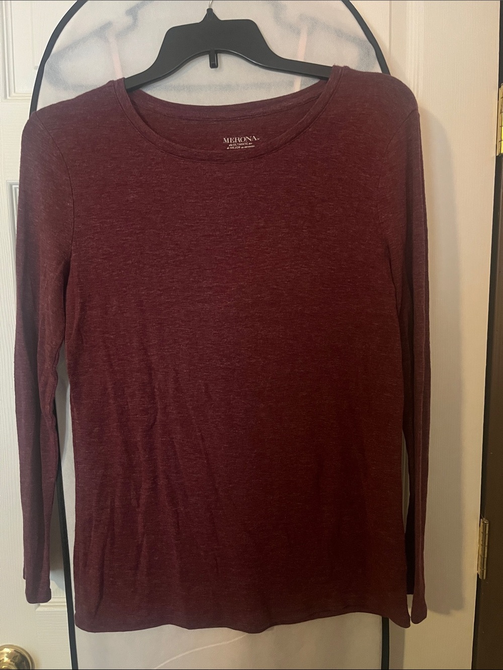 Merona Scoop Neck Long Sleeve Top - Plum Heather